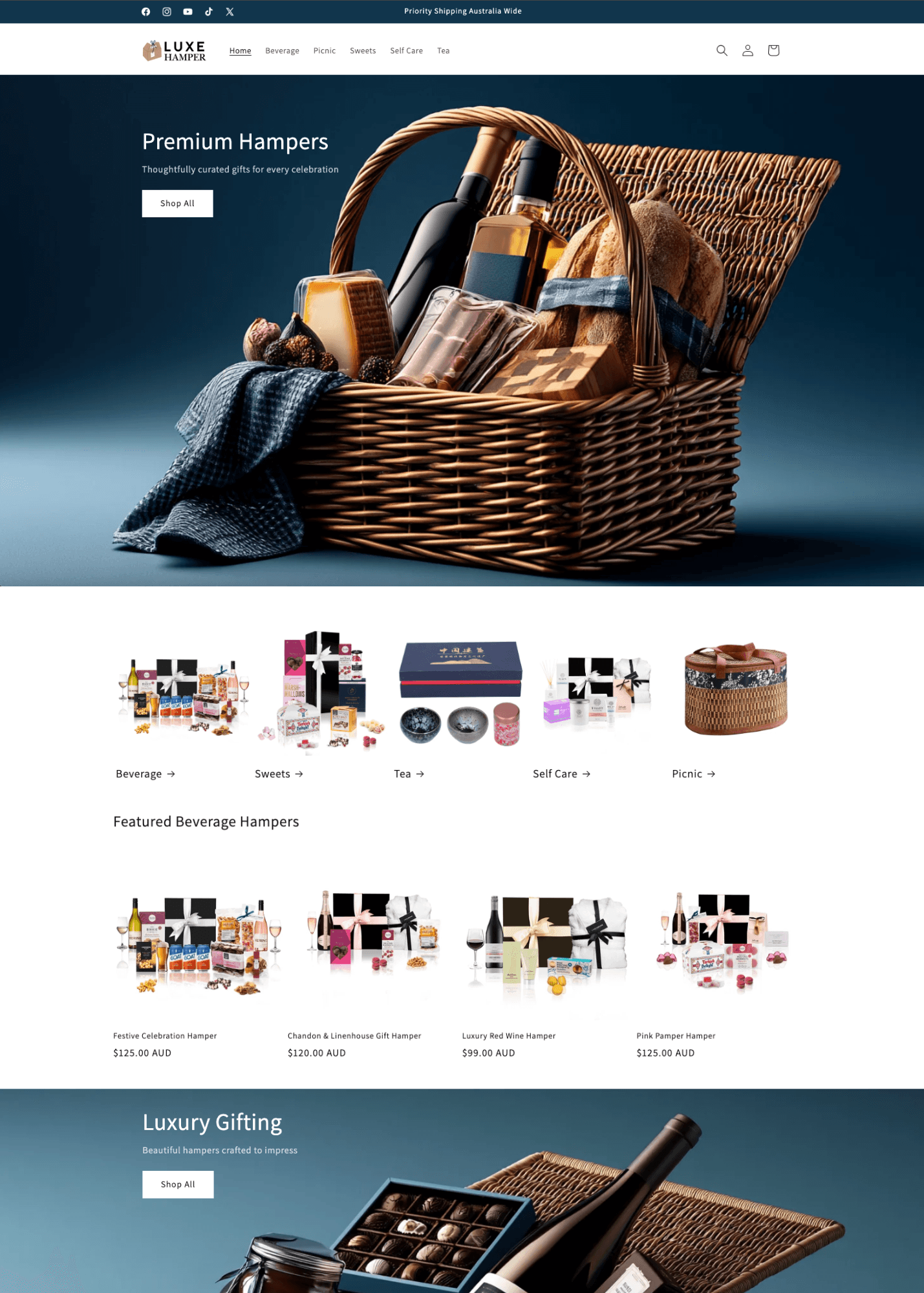 LuxeHamper.co store preview